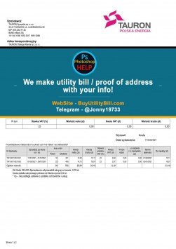 Poland Electricity Fake Utility Bill Tauron Sample Fake utility bill